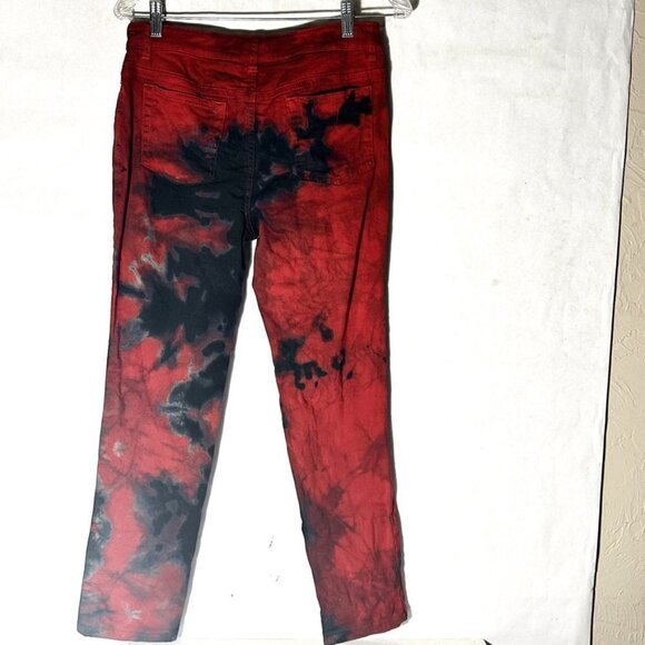 Anne Klein Red Black Denim Size 4 Tie Dye  Tied Dye Stretch Jegging Pants Jeans - Picture 5 of 6